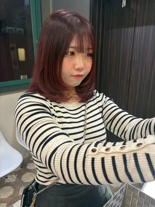 ミディアム カラー ユイ☆レイヤーカット ヘアセット/ブリーチのヘアスタイル