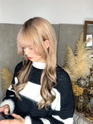 ロング 植田 /エクステ /ブリーチ/髪質改善のヘアスタイル