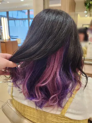 ミディアム カラー 推しアニメカラー🌈 ツヤ透明感カラー🦄のヘアスタイル