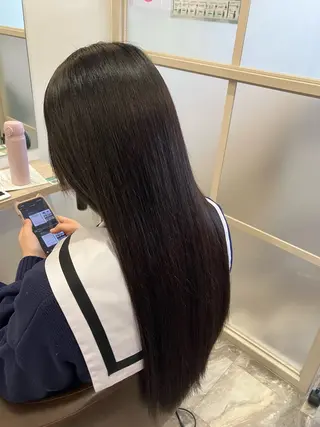 ロング パーマ ブリーチ&ストレート 長谷川勇人のヘアスタイル