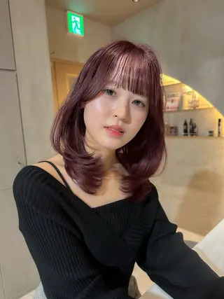 ミディアム 🪽大人色気レイヤー 美髪縮毛 金山🪽のヘアスタイル