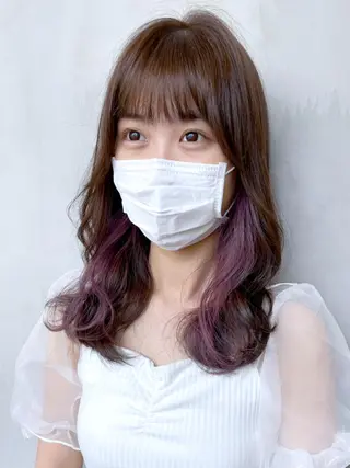 セミロング カラー パーマ ヘアアレンジ ITbyALBUM 藤沢店のヘアスタイル