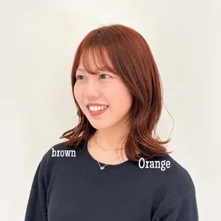 ミディアム カラー 暖色カラー/パラッと Bob/モエのヘアスタイル