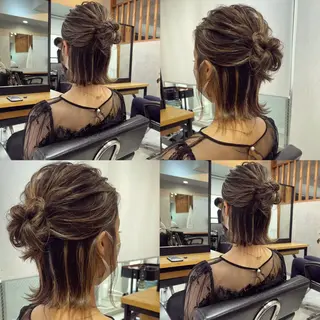 ミディアム ヘアアレンジ 松井那津子 /ハイライトブリーチのヘアスタイル