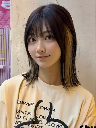 ミディアム カラー インナーカラー/レイ ヤーカット♡/マキシのヘアスタイル