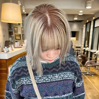 ミディアム カラー かわい りほのヘアスタイル
