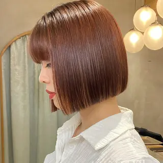 ショート カラー レイヤーボブ縮毛矯正 韓国RINAのヘアスタイル