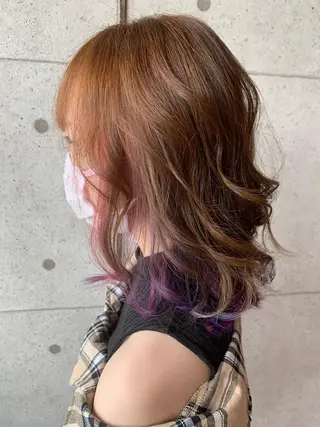 ミディアム カラー 福森 みずきのヘアスタイル