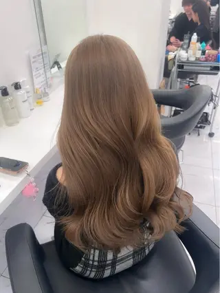 ロング カラー パーマ ヘアアレンジ メンズ キッズ ブリーチなしカラー/ ブラウン/レイヤーのヘアスタイル