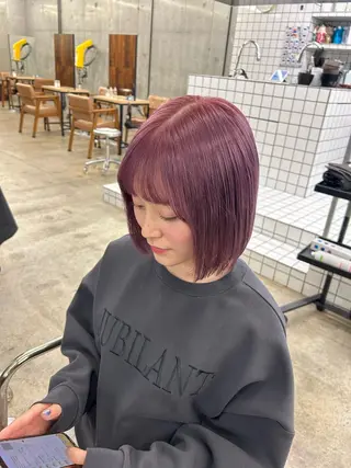 ショート カラー 🌷ラベンダーピンク 顔まわり🌷ねいろのヘアスタイル