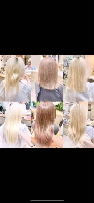 ロング カラー ハイトーンカラー シールエクステのヘアスタイル