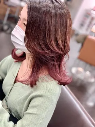 ミディアム ブリーチ毛に縮毛矯正 ✨カラー✨山田 正幸のヘアスタイル