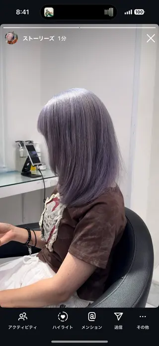 セミロング カラー ヘアアレンジ ウルフカット×ハイ トーン職人🤍ゆうひのヘアスタイル