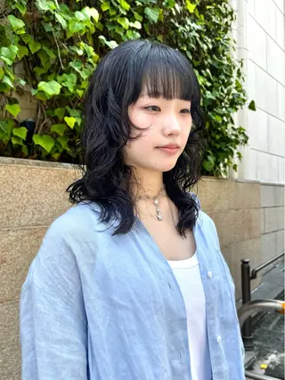 ミディアム パーマ デジタルパーマ 🌀ボブ　萩原　龍のヘアスタイル