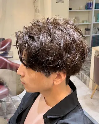 メンズ ショート カラー パーマ メンズパーマ/顔周り レイヤーカット/えののヘアスタイル