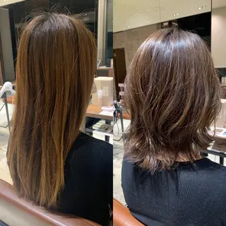 ミディアム カラー パーマ ヘアアレンジ 骨格別小顔カット/ 顔周りカット/金井のヘアスタイル