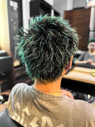 カラー メンズ ブリーチカラー🔥 パーマ【佐々木凌平】のヘアスタイル