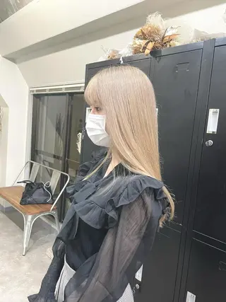 ミディアム カラー パーマ ヘアアレンジ メンズ キッズ ネイル マツエク・マツパ 切りっぱなしヘアボブ ミディアムヘアRYOのヘアスタイル