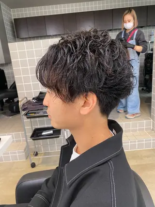 ミディアム カラー パーマ ヘアアレンジ メンズ メンズ特化 水口湧太のヘアスタイル