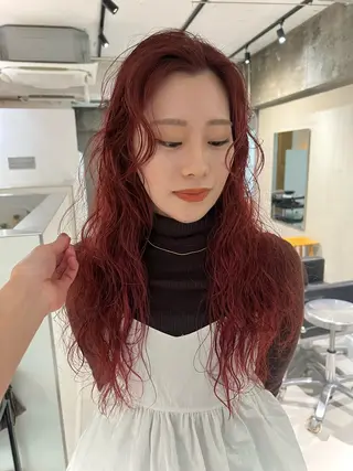 セミロング カラー パーマ ヘアアレンジ 似合わせレイヤー ＆透明感カラーのヘアスタイル