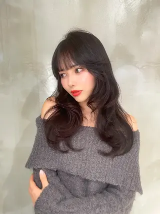 セミロング 韓国✖️網紅🖤 パーマYURIYAのヘアスタイル