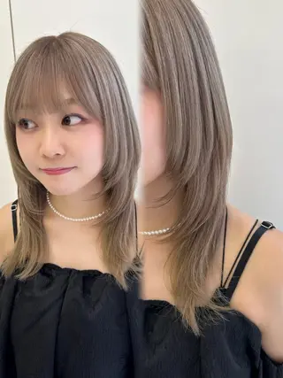 ミディアム ブリーチなしWカラー /レイヤー/セイナのヘアスタイル