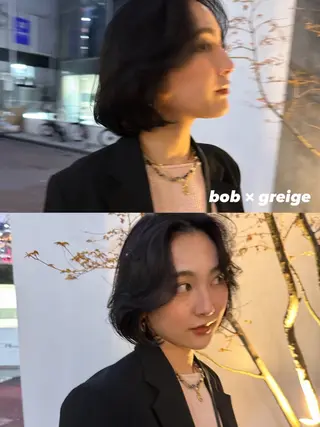 ショート カラー ミルクティー× グレージュMOMOのヘアスタイル