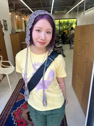 ショート カラー パーマ ヘアアレンジ 髪と音処　マトぺ所属・デザインカラー/ボブ ブリーチカラー/ユリのヘアスタイル