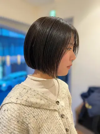 ショート 透明感カラー/レイヤ ー/縮毛/暗髪/銀座のヘアスタイル