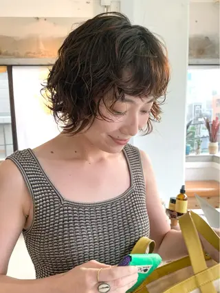 ショート パーマ 🌿似合わせ透明感 カラー松本朋幸🌿のヘアスタイル