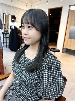 ミディアム カラー パーマ ヘアアレンジ メンズ キッズ レイヤーカット／顔周 りカット/縮毛矯正のヘアスタイル