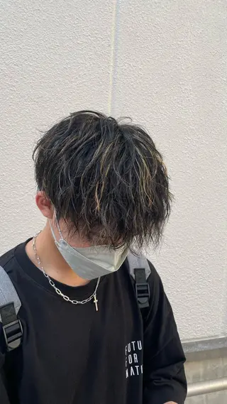 ショート カラー メンズ 🧸赤み消し🐾 ラベンダ/ミルクティのヘアスタイル