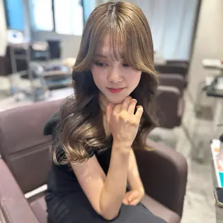 ロング カラー パーマ ヘアアレンジ 髪質改善/レイヤー 縮毛矯正/ケラチン耀のヘアスタイル