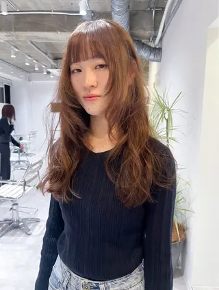 ロング カラー レイヤーカット🍏 オリーブ/ののかのヘアスタイル