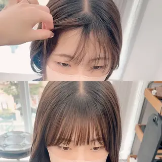 ミディアム カラー パーマ ヘアアレンジ メンズ キッズ ネイル マツエク・マツパ アイブロウ レイヤーカット／顔周 りカット/縮毛矯正のヘアスタイル