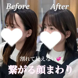 セミロング かなこ／重めレイヤー ／透明感カラーのヘアスタイル
