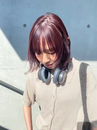 ミディアム カラー ボブ/ミニボブ 透明感カラーkadoのヘアスタイル