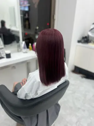 ミディアム カラー 💖似合わせカラー レイヤー💖縮毛矯正のヘアスタイル