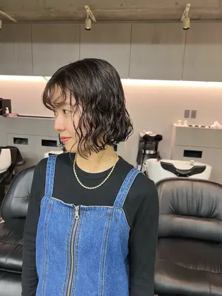 ショート カラー パーマ ボブパーマコテ巻き風 パーマNo1深江秀平のヘアスタイル