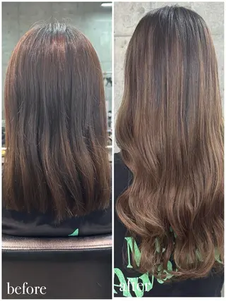 セミロング エクステ🌟カラー 🌟エリア最安値🌟のヘアスタイル