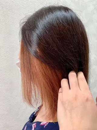 ミディアム カラー 加藤 遥花のヘアスタイル
