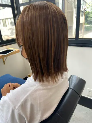ミディアム カラー 田中 あやなのヘアスタイル