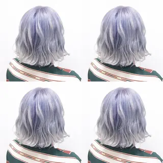 ミディアム カラー ヘアアレンジ TAKUMAブリーチ /切りっぱなし🪽のヘアスタイル