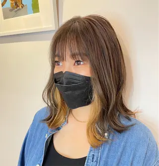 セミロング カラー 艶カラー、パーマ 祥一朗　WAWAのヘアスタイル