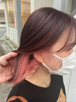 ミディアム カラー インナーカラー 推し ブリーチ  髪質改善のヘアスタイル