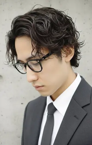 ショート パーマ メンズ メンズハイライト /バレイヤージュ比嘉のヘアスタイル