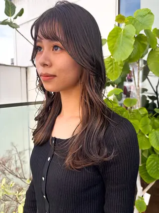 セミロング カラー パーマ ヘアアレンジ 押切 響　のヘアスタイル