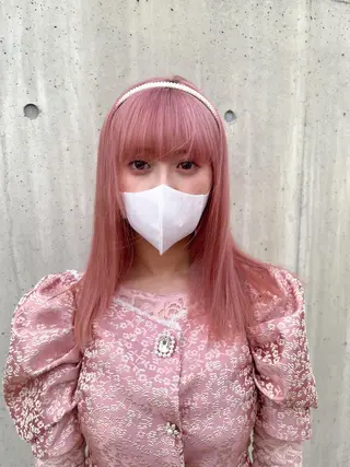 セミロング カラー 清水 亮太／赤み消しカラーのヘアスタイル