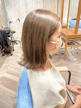 ミディアム ✨透明感カラー✨ ✨小顔カット✨山木のヘアスタイル