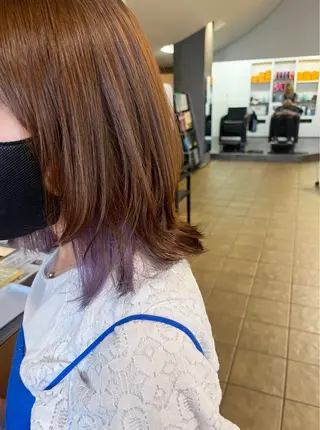 ミディアム カラー uni 江坂🦋 木下風子のヘアスタイル